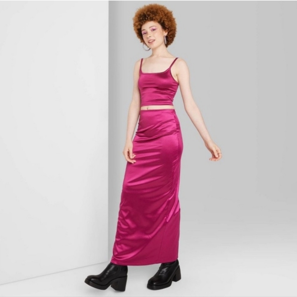 High rise shine sknit max skirt Wild Fable hot pink